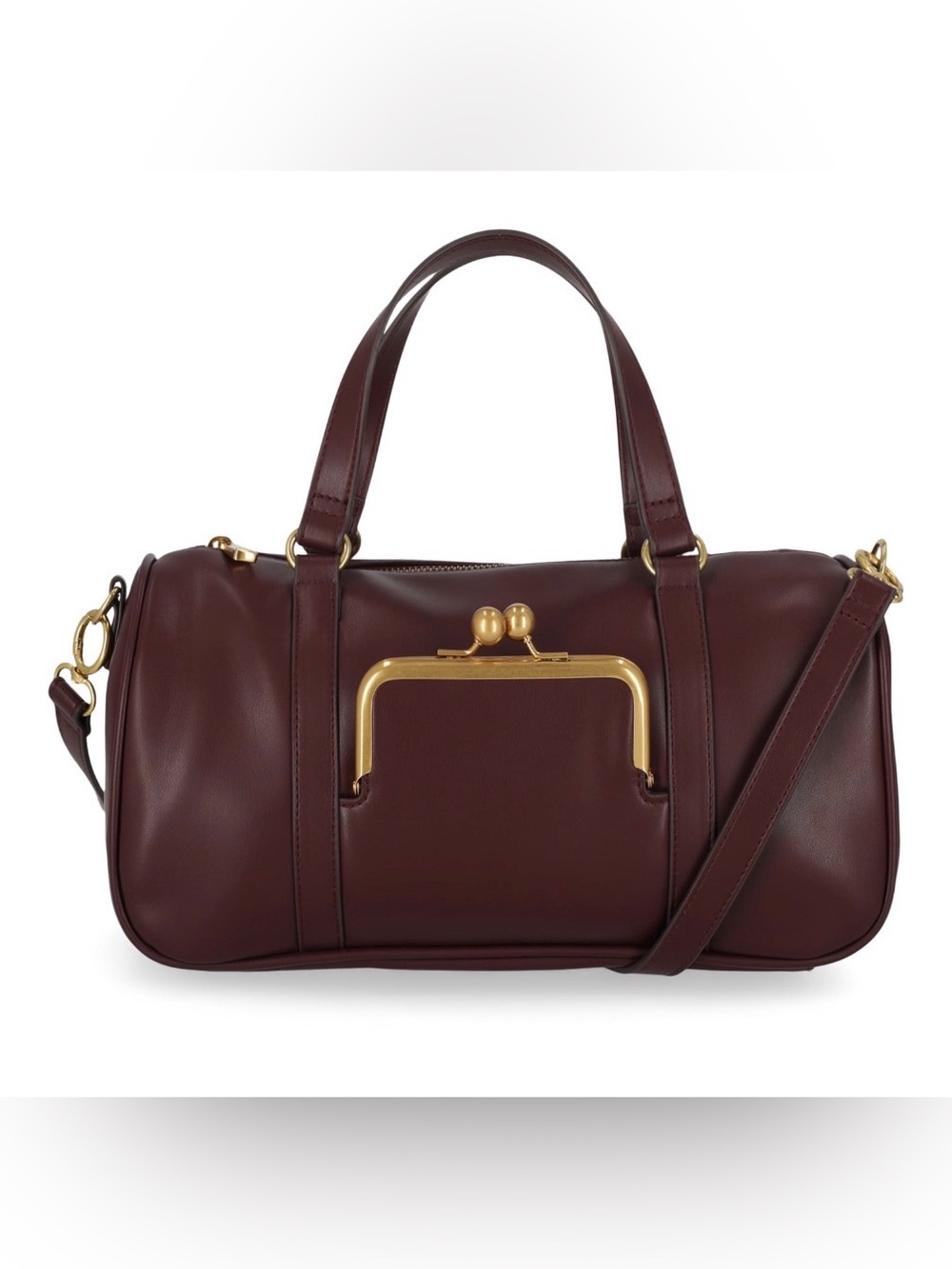 Free Assembly Faux Leather Frame Satchel Handbag